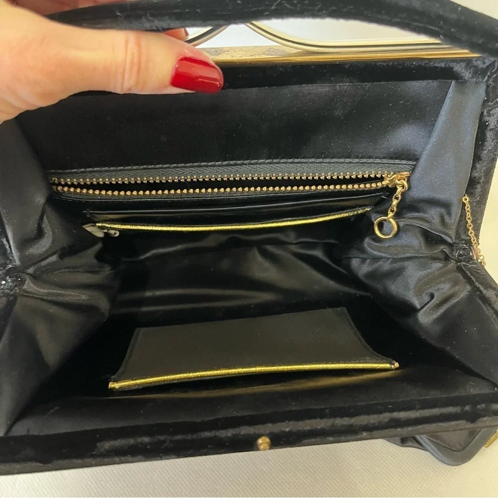 Vintage Garay Black Velvet Pocketbook Retro 60’s